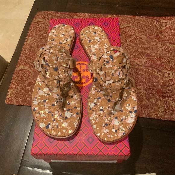 Tory Burch | Shoes | Tory Burch Cork New Ivory Confetti Miller Sandals |  Poshmark